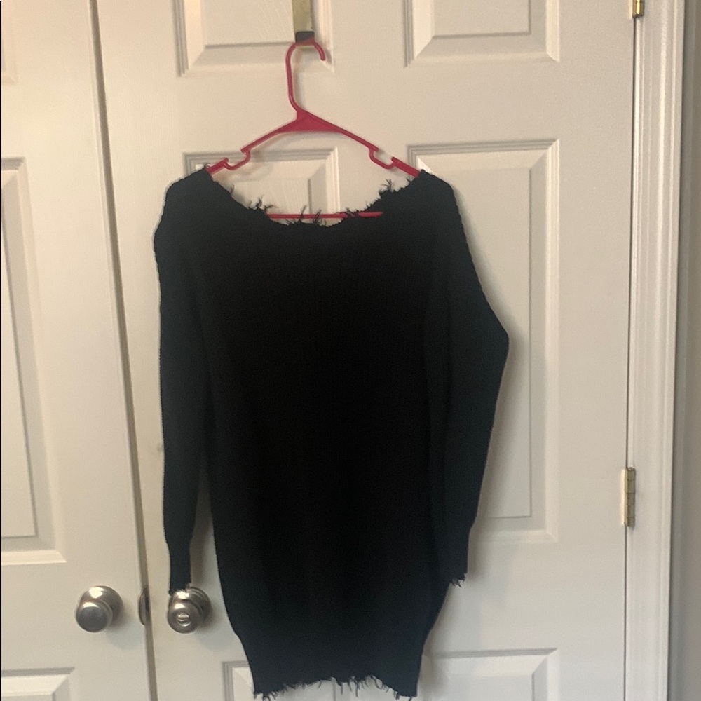 Forever 21 Black Off-the-Shoulder Sweater Relaxed Knit